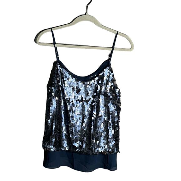 Chelsea & Violet Blue Sequin Spaghetti Strap Top Size Small - Picture 1 of 9